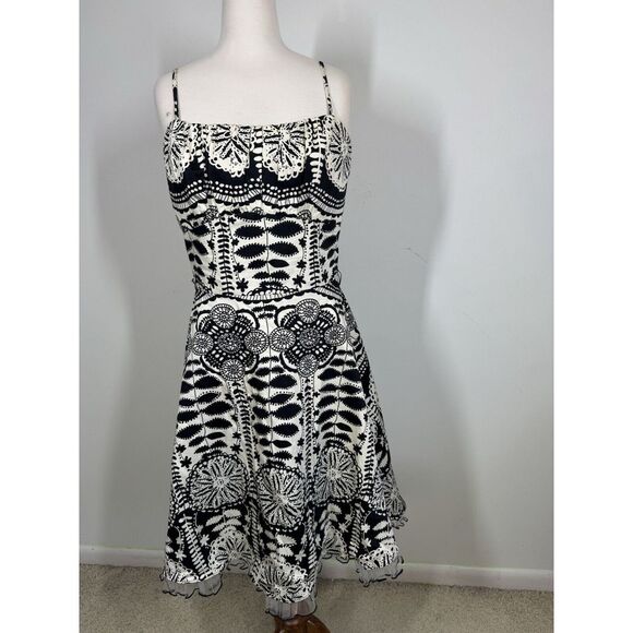 Nightway Womens Swing Dress With Crinoline Skirt Adj Straps Abstract Print Sz 10 - Picture 14 of 16